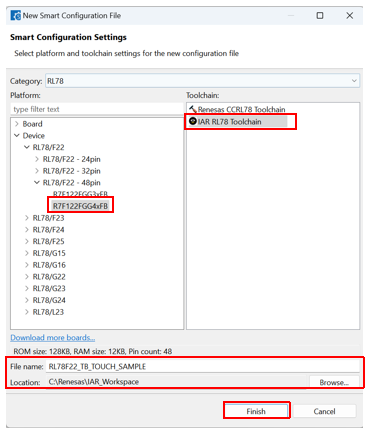 瑞萨RL78/F22 MCU基于IAR开发环境创建触摸应用样例工程
