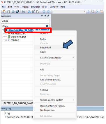 瑞萨RL78/F22 MCU基于IAR开发环境创建触摸应用样例工程