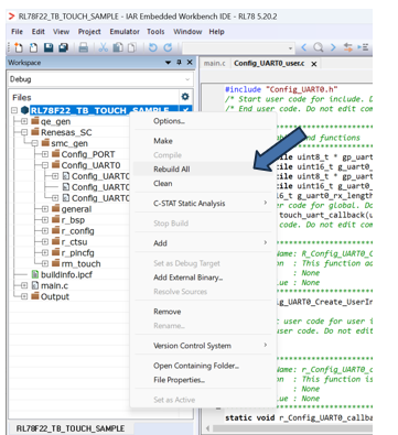 瑞萨RL78/F22 MCU基于IAR开发环境创建触摸应用样例工程