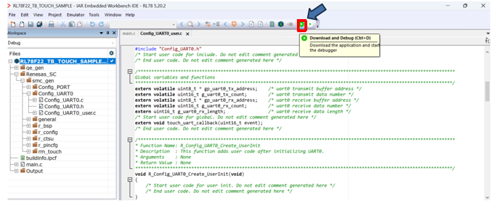 瑞萨RL78/F22 MCU基于IAR开发环境创建触摸应用样例工程