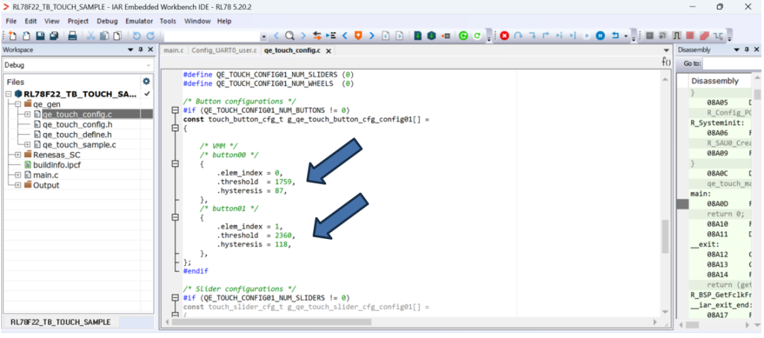 瑞萨RL78/F22 MCU基于IAR开发环境创建触摸应用样例工程