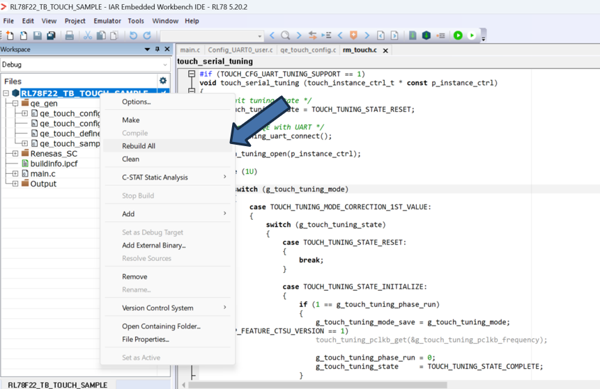 瑞萨RL78/F22 MCU基于IAR开发环境创建触摸应用样例工程