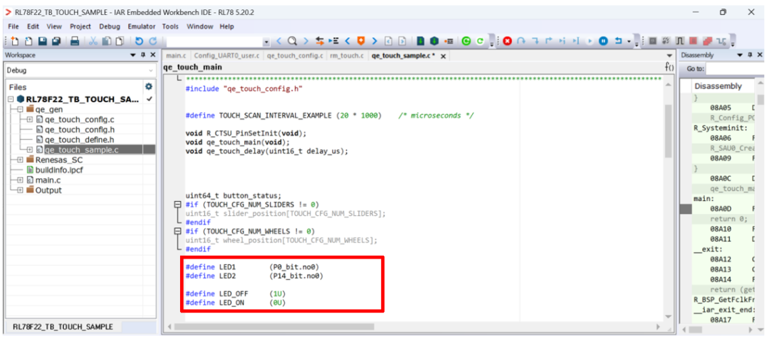 瑞萨RL78/F22 MCU基于IAR开发环境创建触摸应用样例工程